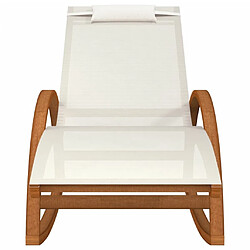 Avis Maison Chic Chaise à bascule | Fauteuil Relax, design moderne textilène blanc et bois de peuplier massif -GKD64586