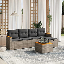 Maison Chic Ensemble Tables et chaises d'extérieur 6pcs avec coussins,Salon de jardin gris résine tressée -GKD307415