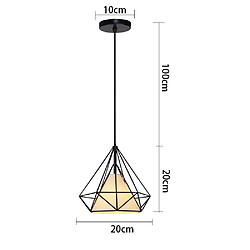 Acheter Stoex Lampes de Plafond Abat-Jour Lampe Suspension Lustre Cage en Fer Forme Diamant 20cm avec Douille Eclairage Style Industrielle?E27 Noir