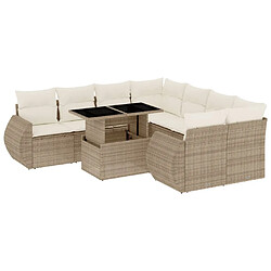 vidaXL Salon de jardin avec coussins 9 pcs beige résine tressée