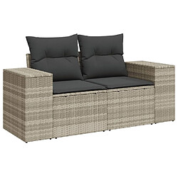 Avis vidaXL Salon de jardin 5 pcs avec coussins gris clair résine tressée