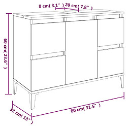 vidaXL Meuble d'évier chêne fumé 80x33x60 cm bois d'ingénierie pas cher