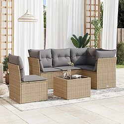 vidaXL Salon de jardin avec coussins 6 pcs beige résine tressée 