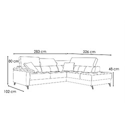 Courtois Laville Canapé d'angle droit 5 places gris - Taunus pas cher