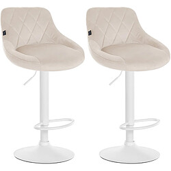 Non Lot de 2 tabourets de bar Lazio velours blanc