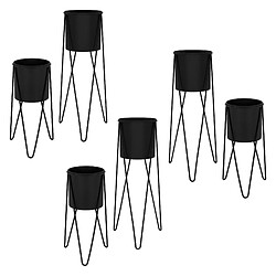 ML-Design Supports à fleurs Set de 6 pots en acier Pot de fleurs Support de plantes Colonn 