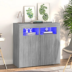 Maison Chic Buffet commode,console avec lumières LED pour rangement sonoma gris 80x35x75 cm -MN92114