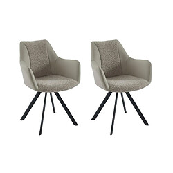 Vente-Unique Lot de 2 chaises avec accoudoirs en simili, tissu et métal noir - Beige - TALEZY de Maison Céphy