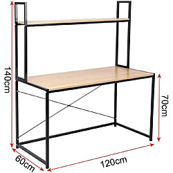 Helloshop26 Bureau adulte avec étagère au design pratique 120 cm couleur chêne clair 19_0000007