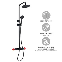 Avis K20 Colonne de Douche K2O Chillout Delta 83-119cm Design Rond Noir/Rouge - Robinet, Hauteur Réglable, Douche à Main et Buses Anti-Calcaire