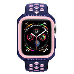 Wewoo Étui de protection bicolore antichoc Smart Watch pour Apple série 3 42 mm rose bleu