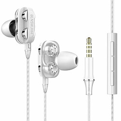 Écouteurs Filaires Hifi Super Bass 3,5 Mm Casque Intra-Auriculaire Stéréo Écouteurs Ergonomiques Blanc 