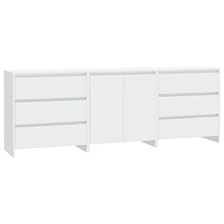 Maison Chic Ensemble de 3 Buffets,commode,console pour rangement Blanc Bois d'ingénierie -MN17356