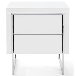 Pegane Chevet /table de nuit coloris blanc brillant - Longueur 50 x Hauteur 55 x Profondeur 40 cm