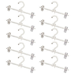 cintre perlé 10pcs Cintres Perles à Clip en Plastique Anti-dérapant Rangement pour Maison Hôtel 30cm Blanc