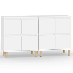 Maison Chic Ensemble de 2 Buffets,commode,console pour rangement blanc 60x35x70 cm bois d'ingénierie -MN14362