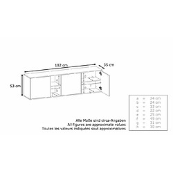 Acheter Mpc Meuble Corps En Noir Mat Façades Gris Clair Satiné Mat Avec Éclairage LED 53 X 182 X 35 Cm