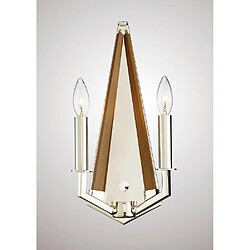 Luminaire Center Applique murale Hilton 2 Ampoules E14 Polished Nickel/bois taupe