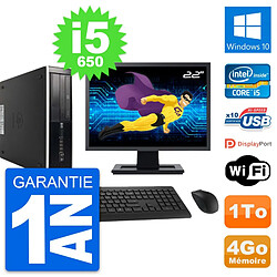 PC HP 8100 SFF Ecran 22" Intel Core i5-650 RAM 4Go Disque 1To Windows 10 Wifi 