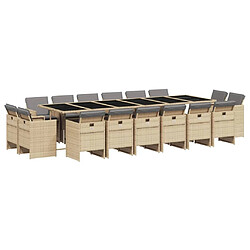 Maison Chic Ensemble à manger d'extérieur 17 pcs avec coussins,Salon de jardin,Mobilier de jardin mélange beige -GKD547312