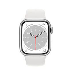 Apple Watch Series 8 GPS 41mm Aluminium Argent (Silver) et Bracelet Sport Blanc (White)