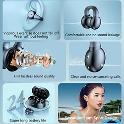 Casque Bluetooth Sans Fil Conduction Osseuse Clip D'Oreille Écouteur Hi-Fi Musique Casque De Sport Noir pas cher