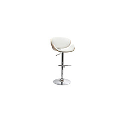 Miliboo Tabouret de bar design blanc et bois clair WALNUT