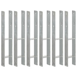 vidaXL Piquets de clôture 6 pcs Argenté 9x6x60 cm Acier galvanisé 