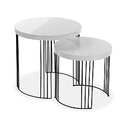 Versa Table d'appoint pour le salon, la chambre ou la cuisine Kansas 55x55x55cm,bois et métal, Blanc