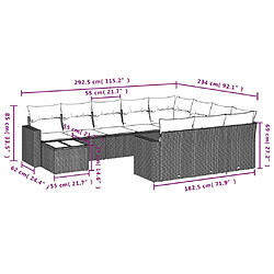 Avis vidaXL Salon de jardin 11 pcs avec coussins gris clair résine tressée