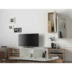 Vente-Unique Ensemble TV avec rangements - Blanc et naturel - ZALTIA 