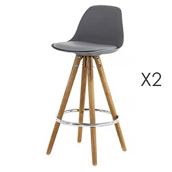 Mes Lot de 2 chaises de bar coloris gris - LUCIE 