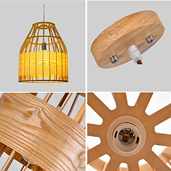 Avis Universal Lustre en bois massif japonais de 30 cm, lampe tatami E25 LED, lampe d'entrée de salle à manger, lustre à une tête en bois nordique(Or)