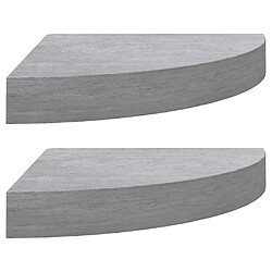 vidaXL Étagères d'angle murales 2 pcs Gris béton 25x25x3,8 cm MDF