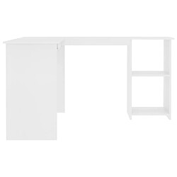 Maison Chic Bureau solide,Table de travail,Bureau d'ordinateur d'angle en forme de L Blanc 120x140x75 cm -GKD34943 pas cher