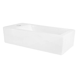 ML-Design Lavabo en Céramique, Rectangulaire, 51x25x13 cm, Blanc, Trou pour Robinet à Gauche, Montage Mural ou Sur Plan, Vasque à Poser, Lave Mains Petit Évier Supendu pour Salle de Bain Toilette