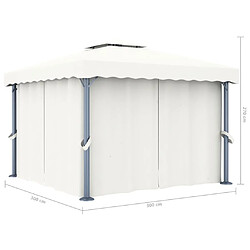 vidaXL Tonnelle avec rideau 3x3 m Blanc crème Aluminium pas cher