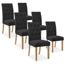 NC Lot de 6 chaises capitonnées Gaya tissu noir