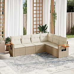 vidaXL Salon de jardin avec coussins 6 pcs beige résine tressée