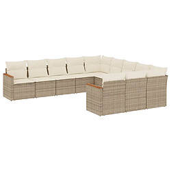 Maison Chic Salon de jardin 11 pcs avec coussins, Ensemble Tables et chaises d'extérieur beige résine tressée -GKD351160