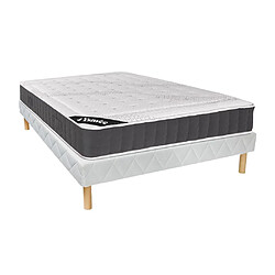 Vente-Unique Ensemble 140 x 190 cm sommier + matelas ressorts ensachés accueil mémoire de forme ép.27cm - ATLANTIDE de YSMÉE