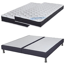 Ebac Matelas ressort + Sommier SR15 Volcan 2x90x200 Rubis - H. 21 cm - Soutien très ferme 