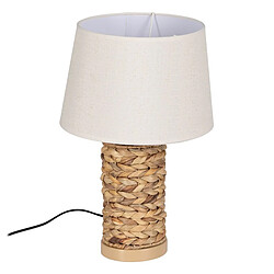 BigBuy Home Lampe de bureau Crème Naturel Lin Fer Fibre naturelle 60 W 220-240 V 27 x 27 x 42 cm