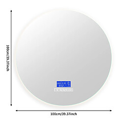 Acheter RAVAS Miroir rond salle-de-bain - 100cm - avec Bluetooth - affichage de la température - Anti-buée - réglage à 6 touches