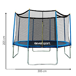 Devessport Trampoline Combo 305 cm Bleu avec Filet