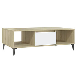 vidaXL Table basse blanc chêne sonoma 103,5x60x35 cm bois d'ingénierie