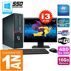 PC Fujitsu Esprimo E720 E85+ SFF I3-4130 16Go Disque 480Go SSD Wifi W7 Ecran 19" · Occasion 