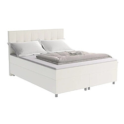 Vente-Unique Ensemble complet boxspring tête de lit capitonnée + sommiers + matelas + surmatelas - 160 x 200 cm - Tissu - Ivoire - SIERO de YSMÉE 