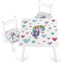 Leomark Table et 2 chaises enfant Licorne