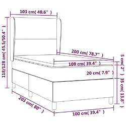 Acheter vidaXL Sommier à lattes de lit matelas et LED Bleu 100x200 cm Tissu